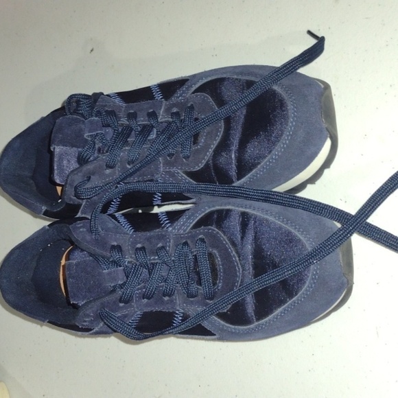 Zara  trafaluc  Navy Suede Leather Sneaker Womens size 39 - Picture 1 of 13
